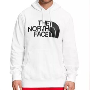 The North Face Men's White Hoodie with Black Logo